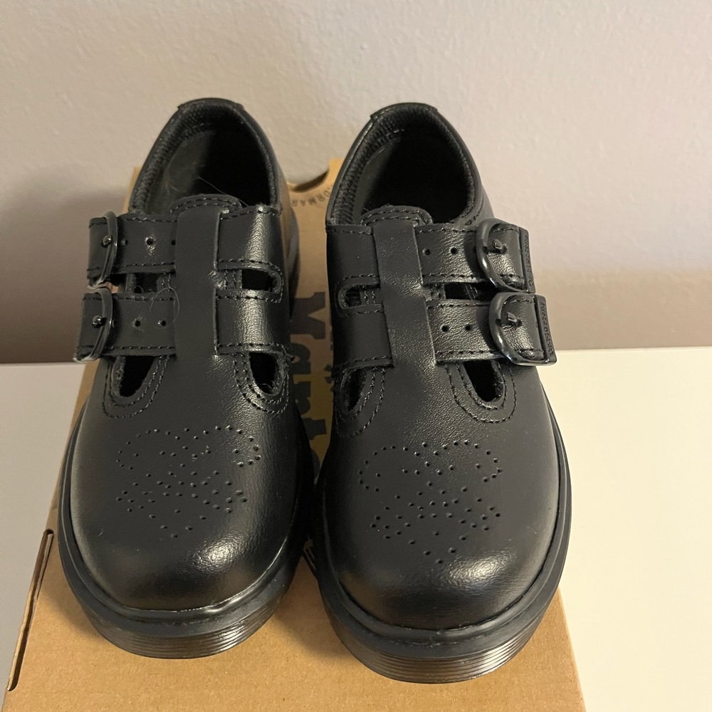 Dr. Martens Little Girls Classic Low Top 8065 Black T Lamper Mary Jane Shoes
